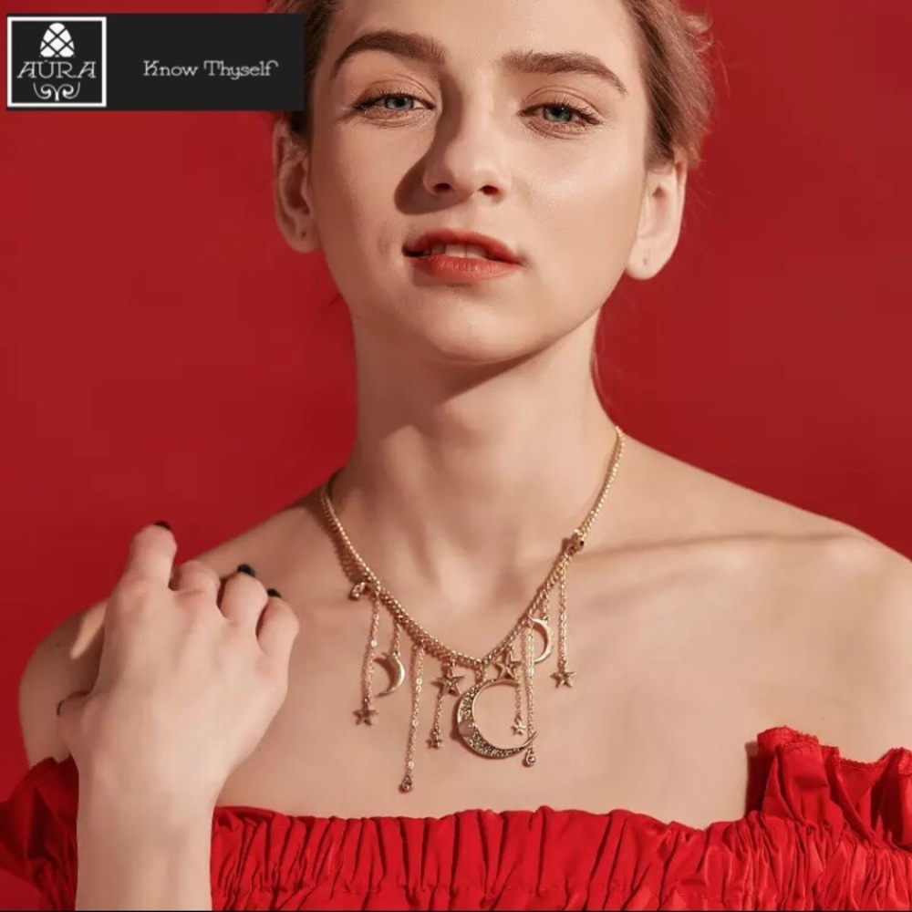 Moon Stars Statement Party Club Necklace